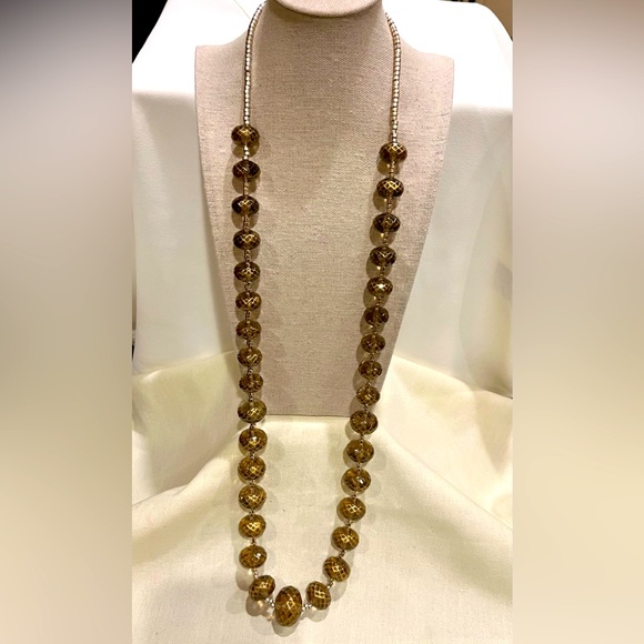 Vintage Opera Length Metallic Bead Necklace - Picture 2 of 16